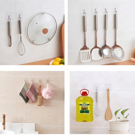 Kendinden Yapışkanlı Şeffaf Kancalı Askı 5'li Set - Delmesiz Güçlü Duvar ve Banyo Askısı