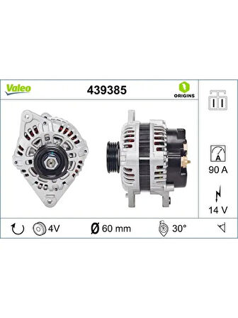 ALTERNATOR 12V 90A HYUNDAI ACCENT 1,3-1,5 1994-2000 ELANTRA 1,6 1996-
