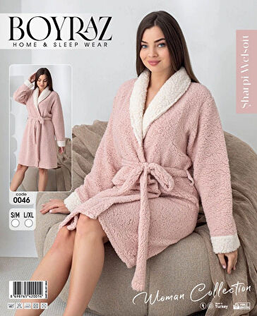 Boyraz 0046 Kadın Sharpi Welsolf Sabahlık - Pudra - S-M