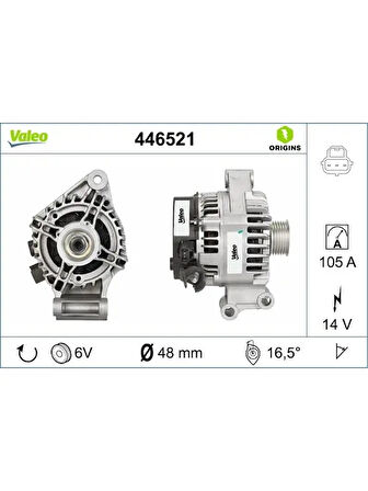 ALTERNATOR 12V (105A) FOCUS 1,6 ZETEC E 16V 100PS 0004 FIESTA V 0108 FUSION 0112