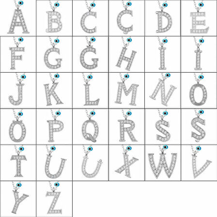 Gümüş Nazar Rodyum Ü Harfi Kadın Kolye