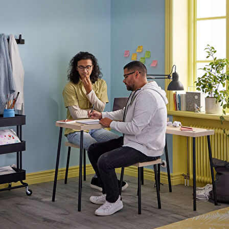 Mutfak masası takımı, huş-siyah, 2 tabureli