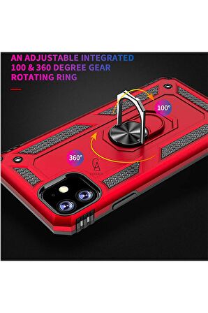 Apple iPhone 15 ile Uyumlu Kılıf Tam Koruma Yüzüklü Standlı Tank Gövdeli Telefon Kılıfı Kapak
