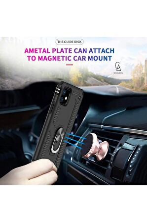 Apple iPhone 15 ile Uyumlu Kılıf Tam Koruma Yüzüklü Standlı Tank Gövdeli Telefon Kılıfı Kapak