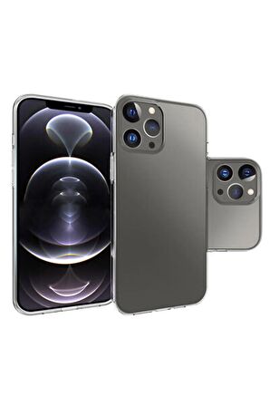 Apple iPhone 15 Pro Max ile Uyumlu Kılıf Şeffaf Esnek Silikon Telefon Kılıfı Kapak