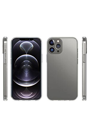 Apple iPhone 15 Pro Max ile Uyumlu Kılıf Şeffaf Esnek Silikon Telefon Kılıfı Kapak