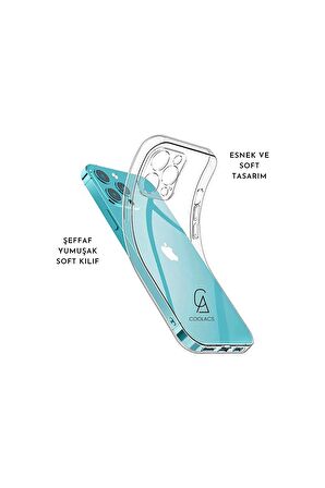 Apple iPhone 15 ile Uyumlu Kılıf Şeffaf Esnek Silikon Telefon Kılıfı Kapak