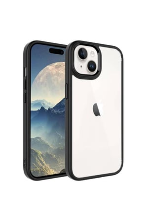Apple iPhone 15 ile Uyumlu Kılıf Şeffaf Arka Yüzey Renkli Kenar Çerçeve Telefon Kılıfı Kapak
