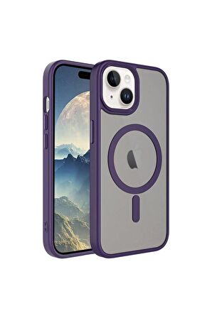 Apple iPhone 15 Plus Uyumlu Kılıf Arkası Mat Magsafe Wireless Şarj Özellikli Telefon Kılıfı Kapak