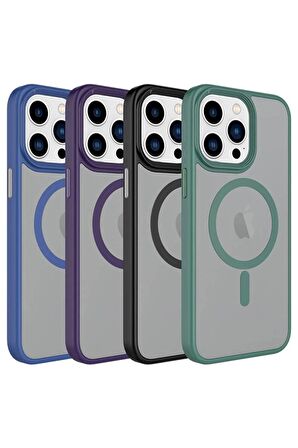 Apple iPhone 15 Pro ile Uyumlu Kılıf Arkası Mat Magsafe Wireless Şarj Özellikli Telefon Kılıfı Kapak