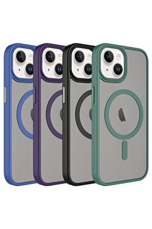 Apple iPhone 15 ile Uyumlu Kılıf Arkası Mat Magsafe Wireless Şarj Özellikli Telefon Kılıfı Kapak