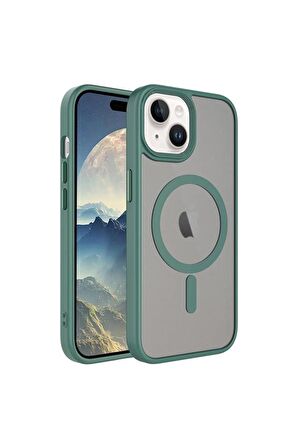 Apple iPhone 15 ile Uyumlu Kılıf Arkası Mat Magsafe Wireless Şarj Özellikli Telefon Kılıfı Kapak