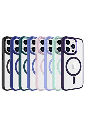 Apple iPhone 15 Pro Max ile Uyumlu Kılıf Wireless Şarj Özellikli Magsafe Telefon Kılıfı Kapak