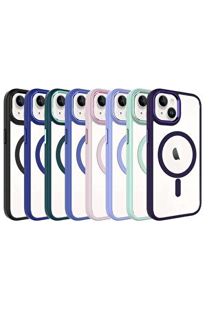 Apple iPhone 15 Plus ile Uyumlu Kılıf Wireless Şarj Özellikli Magsafe Telefon Kılıfı Kapak