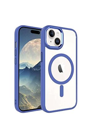 Apple iPhone 15 Plus ile Uyumlu Kılıf Wireless Şarj Özellikli Magsafe Telefon Kılıfı Kapak