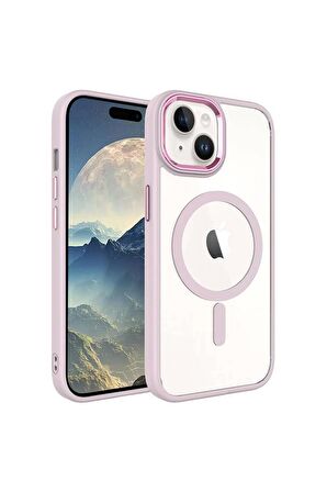 Apple iPhone 15 Plus ile Uyumlu Kılıf Wireless Şarj Özellikli Magsafe Telefon Kılıfı Kapak