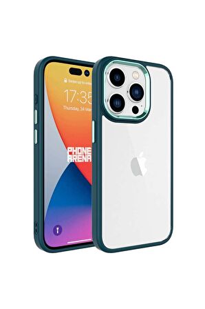 Apple iPhone 15 Pro Max ile Uyumlu Kılıf Şeffaf Arka Yüzey Renkli Kenar Çerçeve Telefon Kılıfı Kapak