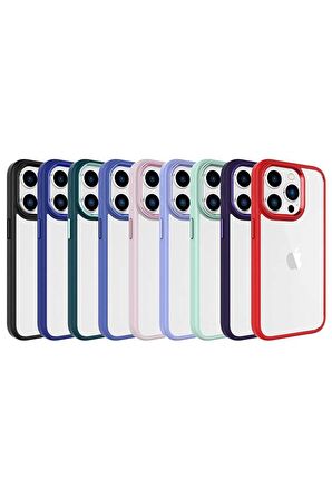 Apple iPhone 15 Pro Max ile Uyumlu Kılıf Şeffaf Arka Yüzey Renkli Kenar Çerçeve Telefon Kılıfı Kapak