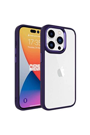 Apple iPhone 15 Pro ile Uyumlu Kılıf Şeffaf Arka Yüzey Renkli Kenar Çerçeve Telefon Kılıfı Kapak