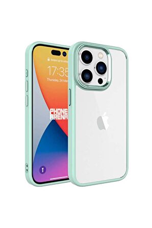 Apple iPhone 15 Pro ile Uyumlu Kılıf Şeffaf Arka Yüzey Renkli Kenar Çerçeve Telefon Kılıfı Kapak