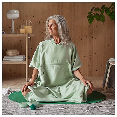 Kapüşonlu banyo pançosu, açık yeşil, 110 cm