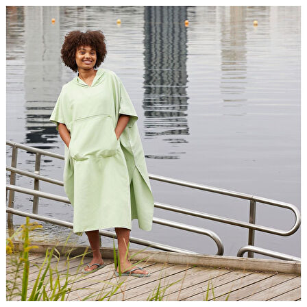 Kapüşonlu banyo pançosu, açık yeşil, 110 cm