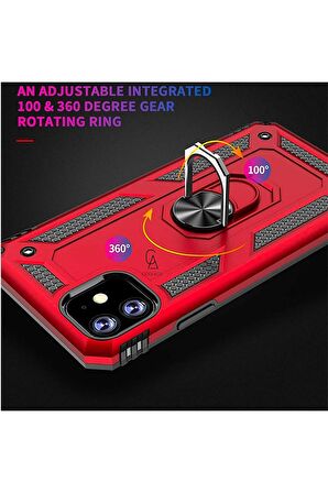 Apple iPhone 15 Pro ile Uyumlu Kılıf Tam Koruma Yüzüklü Standlı Tank Gövdeli Telefon Kılıfı Kapak