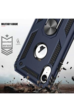 Apple iPhone 14 ile Uyumlu Kılıf Tam Koruma Yüzüklü Standlı Tank Gövdeli Telefon Kılıfı Kapak