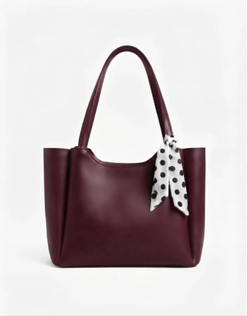 Arvelia Bordo Kadın Fularlı Fermuarlı Shopper El Ve Omuz Çantası  
