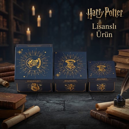 BakGelAl Harry Potter Hogwarts Lisanslı 3’lü Dekoratif Saklama Kutusu Seti – İç İçe Geçebilen Hediye Kutuları- Görekemli Hogwarts Tasarımlı