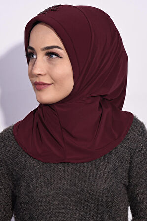 Pratik Pullu Hijab Bordo - Bordo