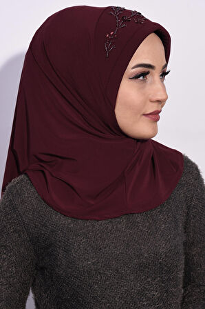 Pratik Pullu Hijab Bordo - Bordo