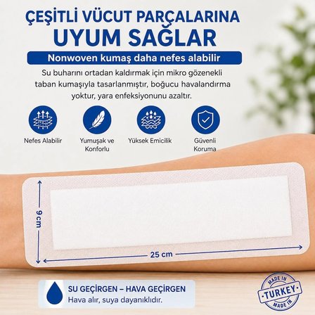 Octacare Esnek Steril Nonwoven Yara Örtüsü 9cm×25cm (50 Adet)
