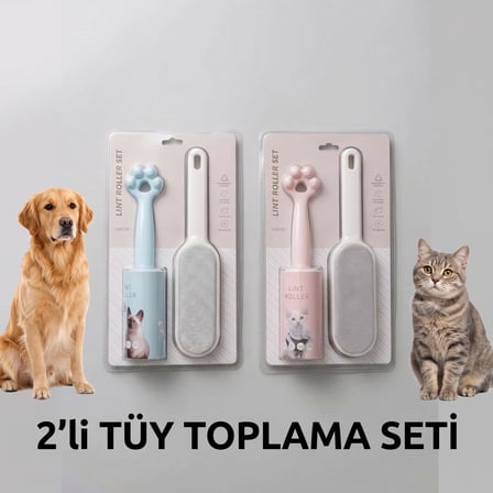 BakGelAl 2’li Kedi Köpek Tüy Toplama Seti – Tüy Toplayıcı Rulo ve Mobilya Koltuk Temizleme Aparatı