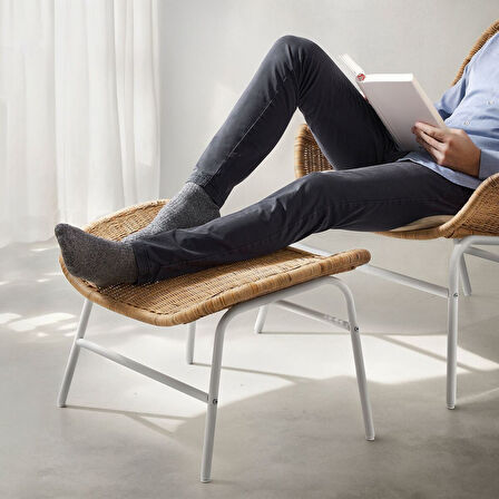 Ayak uzatma taburesi, rattan, mindersiz