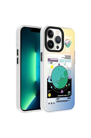 Apple iPhone 13 Pro Uyumlu Kılıf Gezegen Temalı Telefon Kılıfı Kapak