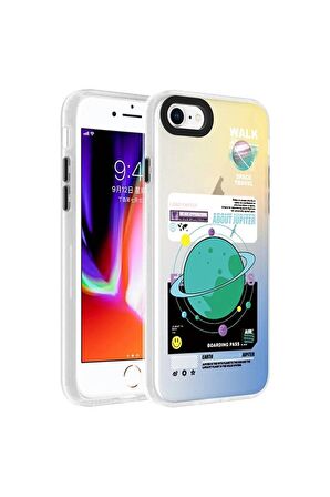 Apple iPhone SE 2022 Uyumlu Kılıf Gezegen Temalı Telefon Kılıfı Kapak