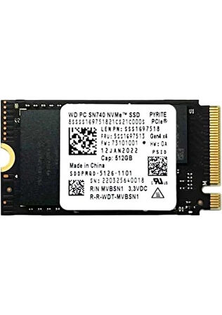 WD SN740 2242 512 GB PCIe 4.0 NVMe M.2 5150-4850MB/S SSD (Kutusuz)