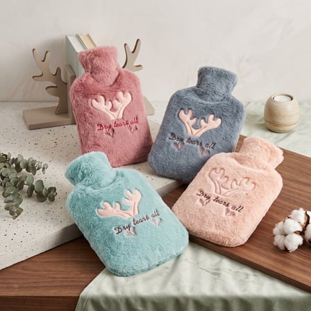 BakGelAl Peluş Sıcak Su Torbası – Pembe Geyik Desenli Yumuşak Dokulu Isı Torbası (Büyük)