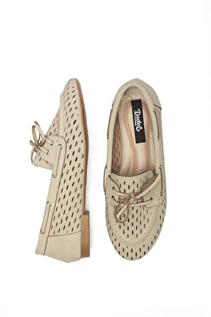 Kadın Bağcıklı Delikli Espadril Süet Günlük Babet Ayakkabı 9075