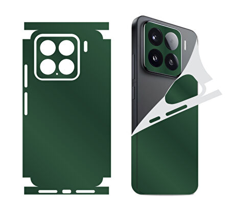 Xiaomi Mi 14T için uyumlu 360 full arka kaplama koruma sticker kılıfsız kullanım- MAT YEŞİL
