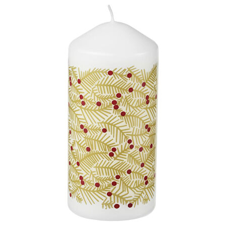 Blok mum, beyaz-altın rengi, 14 cm