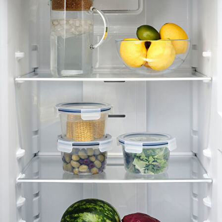 Plastik saklama kabı seti, şeffaf, 750 ml, yuvarlak, 3 parça