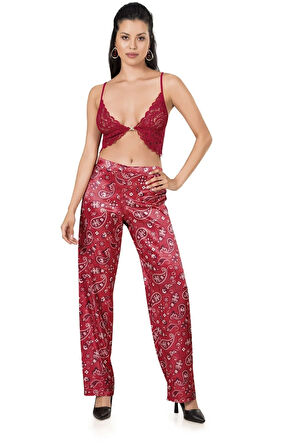 Saten Üçlü Braledli Saten Pijama Takımı - 227