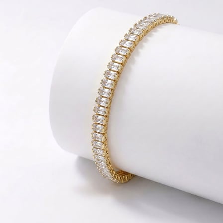 💎 Premium Parlak 5mm Şeffaf Zirkon Taş Su Yolu Kadın Bijuteri Bileklik 3183KBV4D3(~18cm Altın Renk)