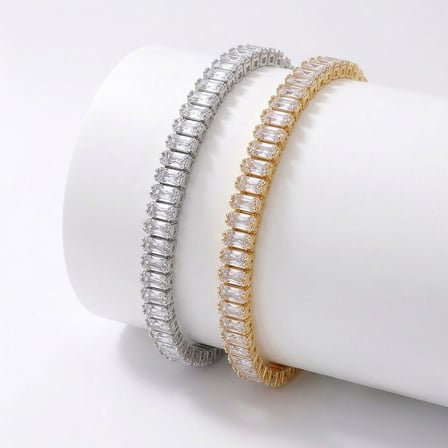 💎 Premium Parlak 5mm Şeffaf Zirkon Taş Su Yolu Kadın Bijuteri Bileklik 3183KBV4D3(~18cm Altın Renk)
