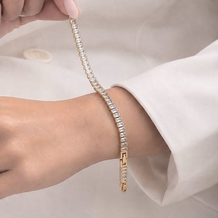 💎 Premium Parlak 5mm Şeffaf Zirkon Taş Su Yolu Kadın Bijuteri Bileklik 3183KBV4D3(~18cm Altın Renk)