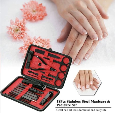 Full set 18 parça el ayak tırnak bakım seti çantalı kaliteli çelik malzeme tırnak makası törpü set