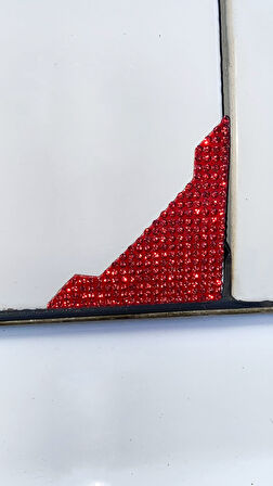 Kristal Taşlı Araba Kapı Köşe Koruyucu 2'li Kırmızı