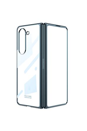 Samsung Galaxy Z Fold 5 ile Uyumlu Kılıf 180 Derece Açılıp Kapanabilen Cam Telefon Kılıfı Kapak